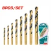 طقم بنط حدادي 8 قطع 2-8 ملى TACSD0801 HSS twist drill bits