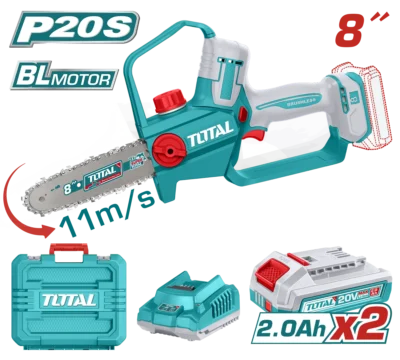 منشار شجر 8 بوصه مع 2 بطاريه و شاحن TGSLI20882